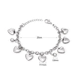 ASON Lovely Heart Bracelet with Steel Ball Charm Stainless Steel Bangle Silver Color Accessories for Women Girl Jewelry