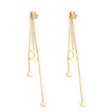 New Crystal Stars Coin Long Tassel Dangle Earrings For Women Girls Stainless Steel Trending Korean Fashion Jewelry