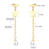 ASON Imitation Pearl  Drop Earrings Star Pendants Long Link Chain Earrings Female Gift Wedding Accessories