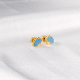 ASON Silver Color Fashion Blue Shell Children's Earrings 316L Stainless Steel Ear Stud for Girl Women Jewelry Gifts