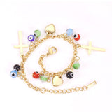 ASON colgantes de moda ojos cruzados pulseras de corazón Color dorado pulsera de cadena de eslabones de acero inoxidable para mujer joyería Bohemia 