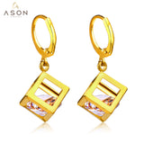 ASON – boucles d'oreilles géométriques en zircone cubique, Piercing, goutte d'eau, en acier inoxydable, couleur or, cerceau pour femmes, bijoux de fête à la mode 