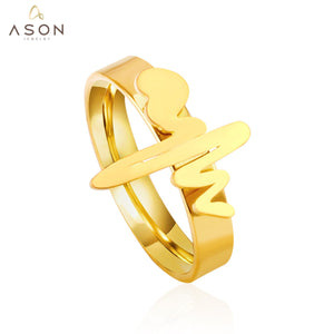 ASON Heartbeat Doctor Nurse Rings Jewelry Stainless Steel Gold Color Engagement Rings Party Wholesale Collier Gift Wedding