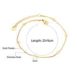 ASON Bead Foot Chains with Extender Adjustable Chain Anklet Gold Color Stainless Steel Fashion Jewelry for Women Beach