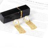 Long Chain Tassel Earrings Women's Gold Color Stainless Steel Drop Earrings Korean Fashion Party Jewelry Wholesale