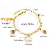 ASON couleur or coquille océan série bracelet à breloques en acier inoxydable 316L 18 + 3cm bracelet pour les femmes bijoux de mode cadeau de fête 