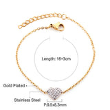 ASON, pulseras de cadena con forma de corazón de circonia cúbica a la moda, Color dorado, acero inoxidable para mujer, accesorio de joyería de uso diario