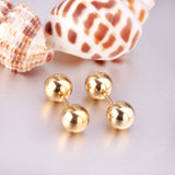 ASON 8mm Size Double Ball Screw Piercing Stud Earrings Gold Color Stainless Steel Women Men Anti-allergy Fashion Jewelry