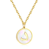 ASON – collier avec pendentif en forme de coquille blanche, couleur or, lettre initiale, à la mode, chaîne à maillons Alphabet en acier inoxydable, pour cadeau