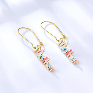 Mother Matching Letter Pendients Earrings For Woman Love Mama Dangle Earrings 2022 New Colorful Design Heart Drops