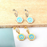 Petites boucles d'oreilles créoles pour filles/femmes, mignon, Piercing, cœur multicolore, acrylique, yeux bleus, pendentifs, cadeaux porte-bonheur