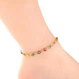 ASON Trendy Cat Eyes Mixed Color Accessories Multi-layer Chains Anklets Gold Color Stainless Steel For Women Jewelry Party