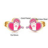 Cute Pink Cat Paw Heart Shape Stud Earrings For Kids Girls Anti Allergy Stainless Steel Earrings Trend 2022