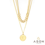 ASON Vintage Stainless Steel Gold Color Portrait Pendant Necklace Choker for Women Party Gift Fashion Jewelry Accessories