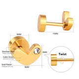 ASON Heart Stud Earrings Gold Stainless Steel Earrings for Women Jewelry Gift Cubic Zirconia,Anti-allergy