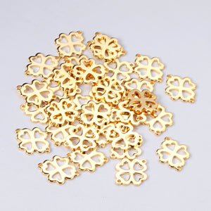 ASON 100 unids/lote dijes de acero inoxidable colgantes con forma de flor de Color dorado y plateado para collares accesorios de joyería DIY al por mayor