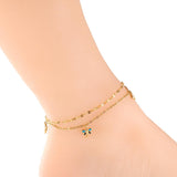 ASON Trendy Dragonfly Mixed Color Accessories Multi-layer Chains Anklet Gold Color Stainless Steel For Women Foot Jewelry