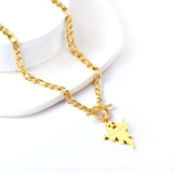 ASON Trendy Halloween Ghost Link Chain With OT Clasp Pendant Necklace Gold Color Stainless Steel For Women Men Jewelry Boho