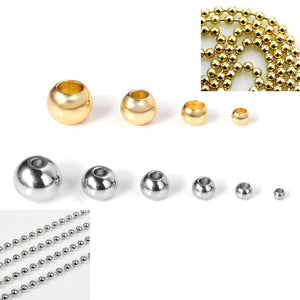 ASON 100 unids/lote oro/plata Color cuentas espaciadoras de acero inoxidable bola suelta para collar pulsera DIY suministros de joyería