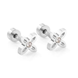 ASON Trendy Flower Earring Cubic Zirconia Pirecing Stud Earring for Women Gold Color Stainless Steel Jewelry Accessories