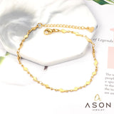 ASON – bracelet de cheville en acier inoxydable pour femmes, couleur or, chaînes en forme de foudre, pied d'été, plage, bijoux à la mode, accessoires, cadeau 