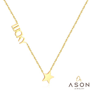 ASON-collar con inicial para mujer y niña, colgante de estrella de la suerte con letras de acero inoxidable, Gargantilla, collar de boda 