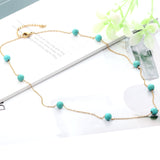 Rétro 45 + 5 cm bleu période pendentif chaîne tour de cou femmes Imitation colliers en acier inoxydable bijoux femme Collier cadeau 