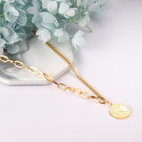 ASON Fashion Gold Color Stainless Steel Christmas Pattern Pendant Necklace with Shell for Women Men Jewelry Gift Accessory