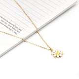 ASON Cute Flower Round Pendant Necklace Gold Color Stainless Steel Charm Choker Necklaces for Women Jewelry Accessories