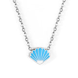 ASON – collier avec pendentif en forme de coquille bleue, chaîne de couleur or/argent en acier inoxydable pour femmes et hommes, accessoires de bijoux à la mode 